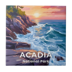 Acadia National Park Otter Cliffs Maine Travel Ceramic Tile