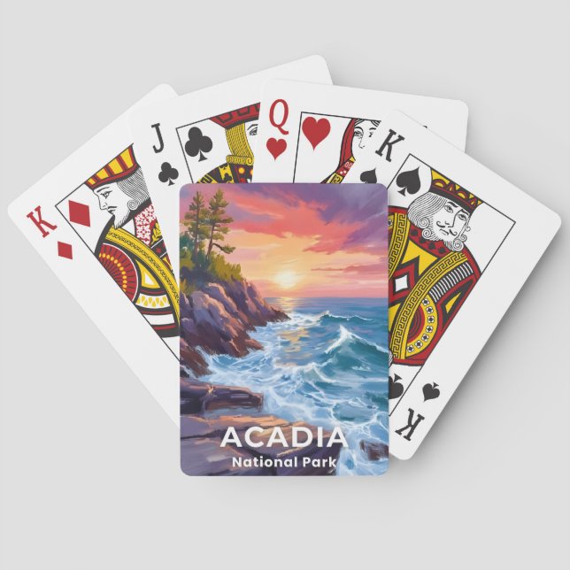 Acadia National Park | Otter Cliffs Maine Travel Poker Cards (Back)