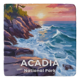 Acadia National Park   Otter Cliffs Maine Travel Trivet