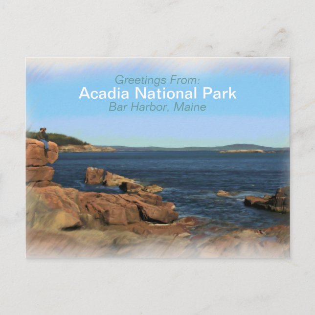 Acadia National Park Painted Souvenier Postcard (Front)