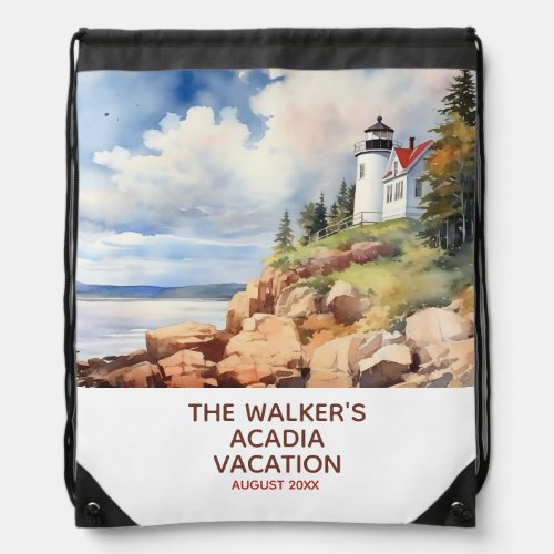 Acadia National Park _ Park Bass Harbor Lighthouse Drawstring Bag