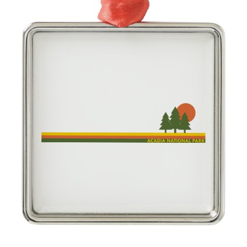 Acadia National Park Pine Trees Sun Metal Ornament
