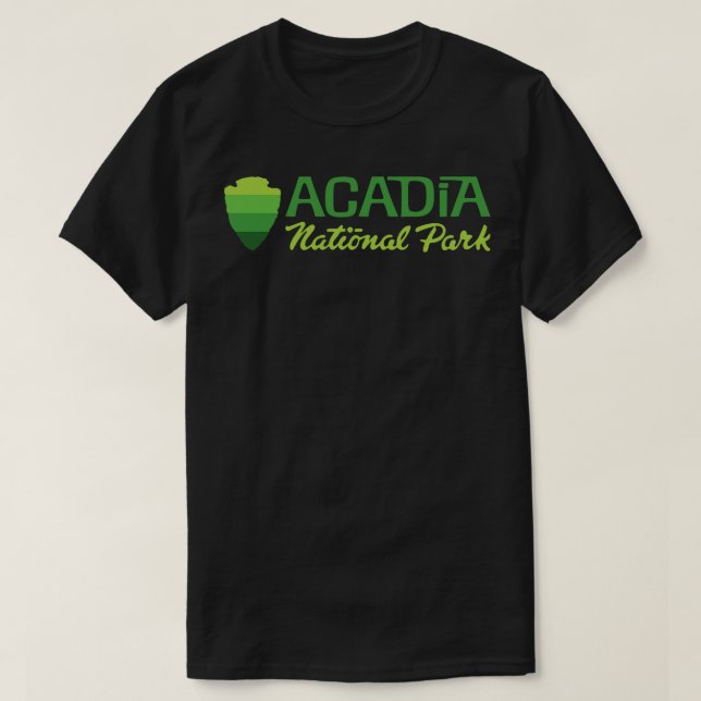 Acadia National Park Retro Arrowhead Wordmark Gree T-Shirt (Design Front)