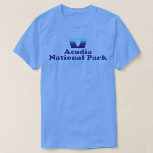 Acadia National Park Retro Badge Arrowhead Blue T-Shirt (Design Front)