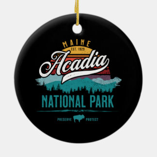 ACADIA NATIONAL PARK RETRO SUN HOLIDAY ORNAMENT