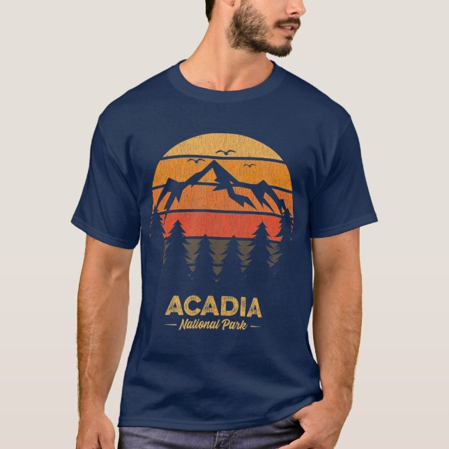Acadia National Park  Retro Vintage Souvenir T-Shirt (Front)