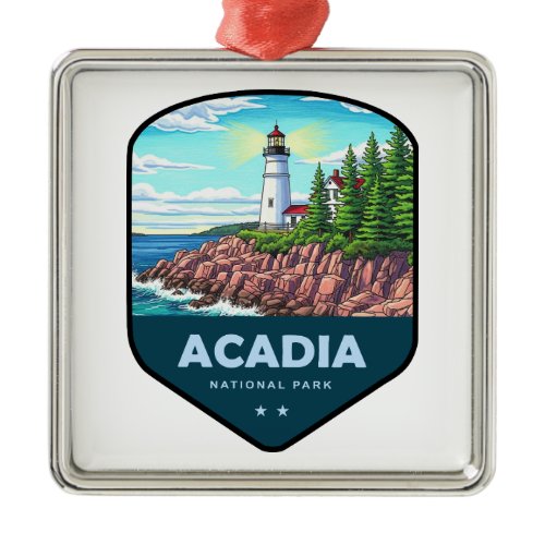 Acadia National Park Shield Metal Ornament