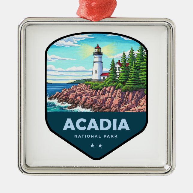 Acadia National Park Shield Metal Ornament (Front)