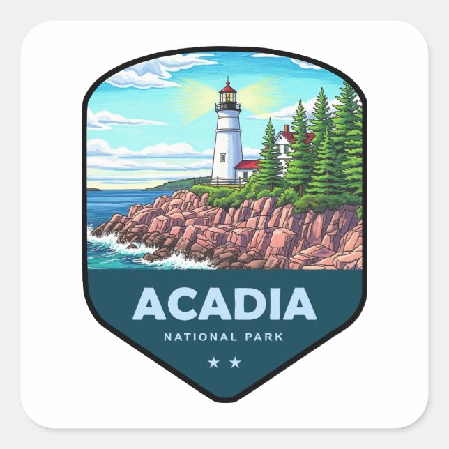 Acadia National Park Shield Square Sticker (Front)