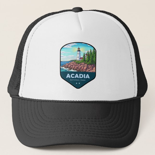 Acadia National Park Shield Trucker Hat (Front)