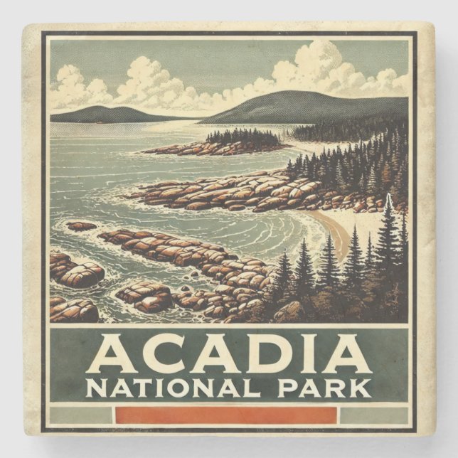 Acadia National Park Stone Coaster (Front)