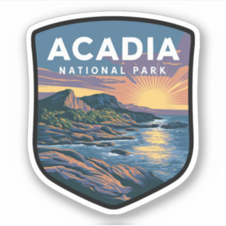 Acadia National Park Sunset Badge Sticker