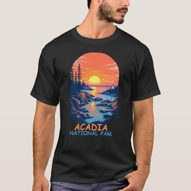Acadia National Park - Sunset Coastline T-Shirt (Front)