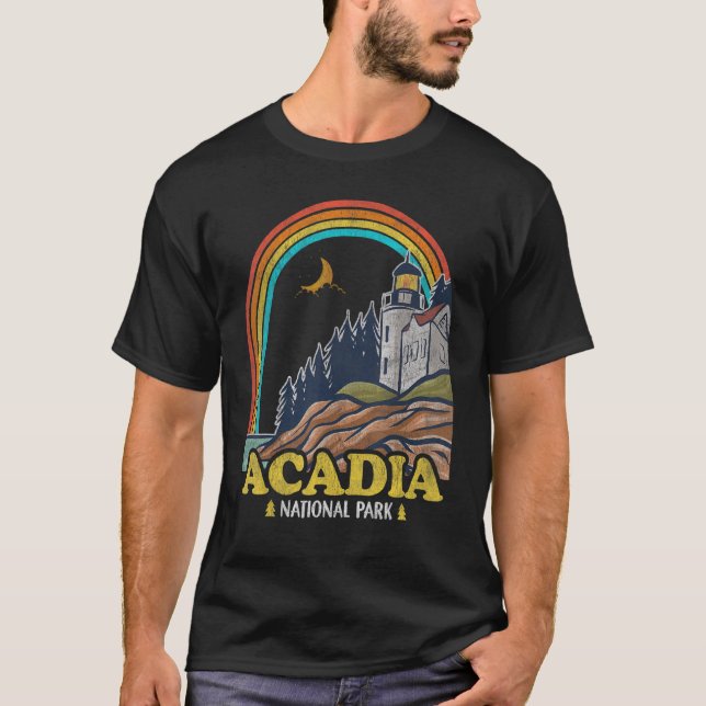 Acadia National Park Vintage 70s Mountains Hiking  T-Shirt (Front)