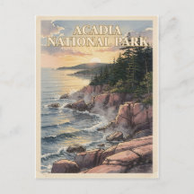 Acadia National Park Vintage Coastal Travel