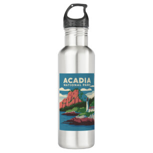 Acadia National Park Vintage Lighthouse Stainless Steel Water Bottle