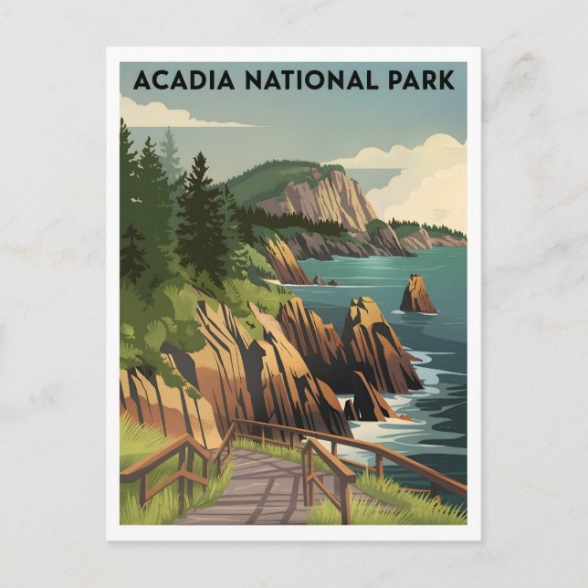 Acadia National Park vintage Postcard (Front)