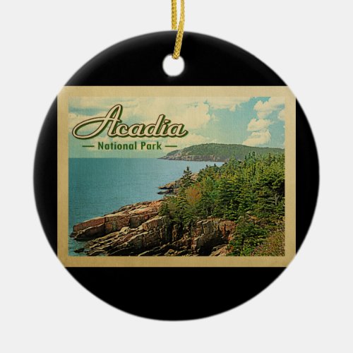 Acadia National Park Vintage Travel Ceramic Ornament