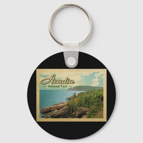 Acadia National Park Vintage Travel Keychain