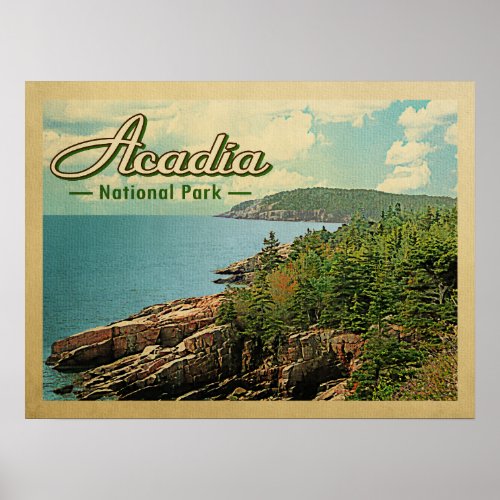 Acadia National Park Vintage Travel Poster