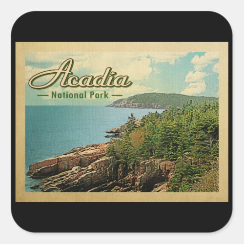 Acadia National Park Vintage Travel Square Sticker