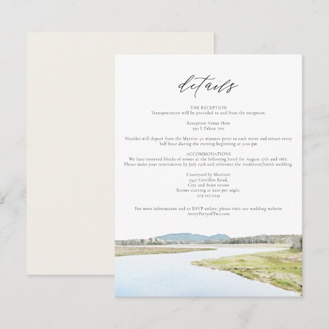 ACADIA NATIONAL PARK Wedding Details Card (Front/Back)