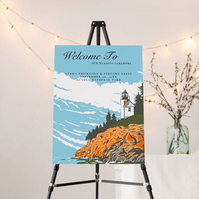 Acadia National Park Wedding Retro Foam Board (In Situ (Stand))