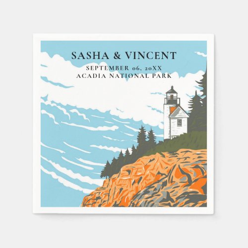 Acadia National Park Wedding Retro Napkins