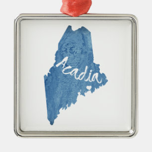 Acadia National Park Wood Grain Metal Ornament