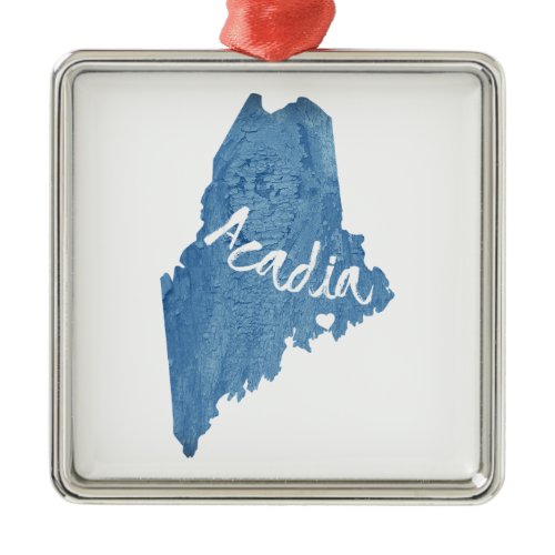 Acadia National Park Wood Grain Metal Ornament