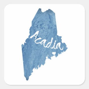 Acadia National Park Wood Grain Square Sticker