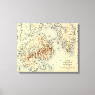 Acadia National ParkTopographic Panoramic Map Canvas Print