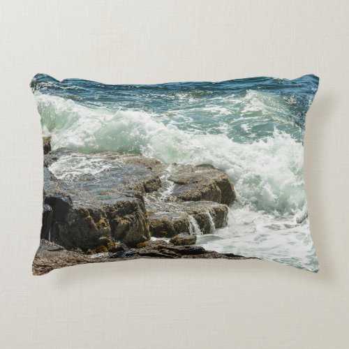Acadia Ocean Crashing Waves Maine Accent Pillow