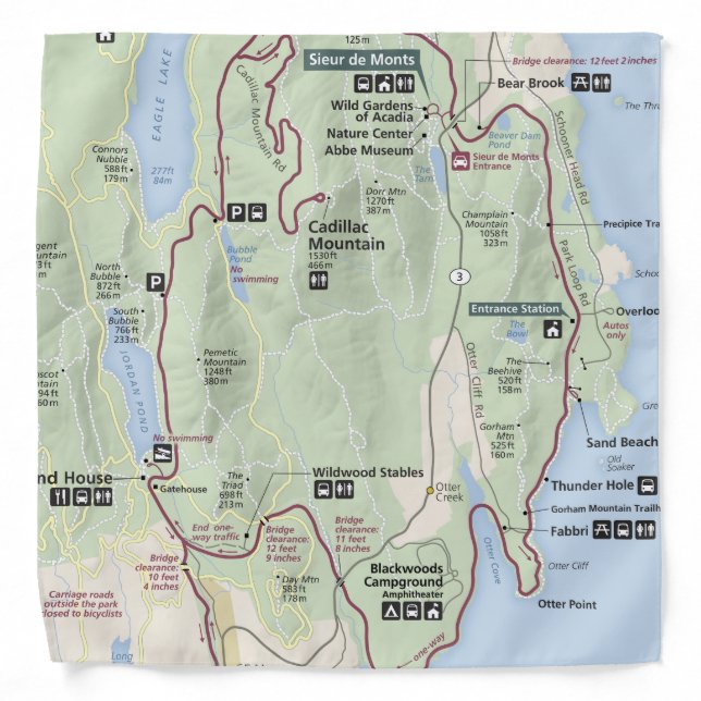 Acadia Park Loop Road map bandana (Front)