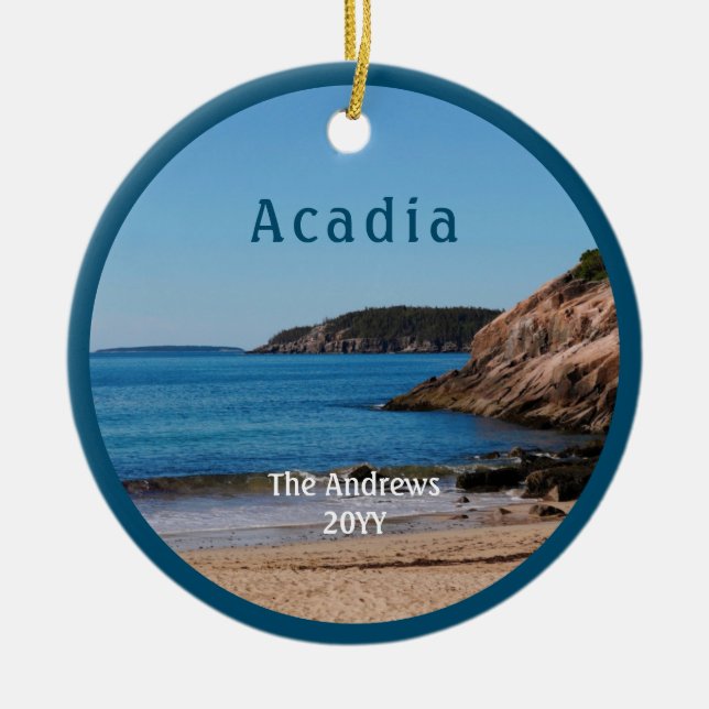Acadia Sand Beach National Park Maine Ceramic Ornament (Front)