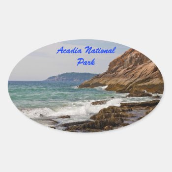 Acadia Shore Oval Sticker by KenKPhoto at Zazzle
