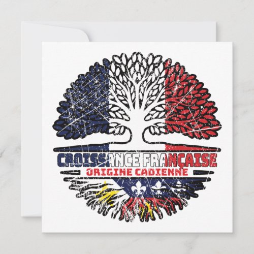 Acadian Cajun French France Tree Roots Flag Card