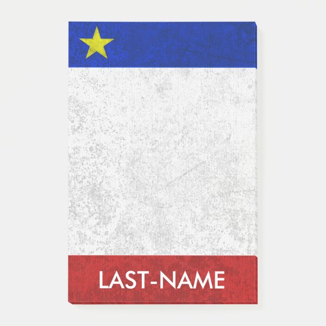 Acadian Flag Surname Distressed Grunge Personalize Post-it Notes (Front)