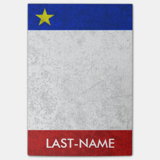 Acadian Flag Surname Distressed Grunge Personalize Post-it Notes