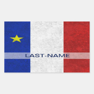 Acadian Flag Surname Distressed Grunge Personalize Rectangular Sticker