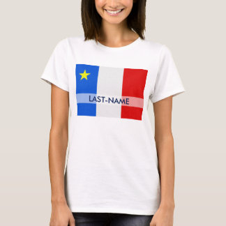 Acadian Flag Surname Distressed Grunge Personalize T-Shirt
