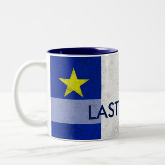 Acadian Flag Surname Distressed Grunge Personalize Two-Tone Coffee Mug