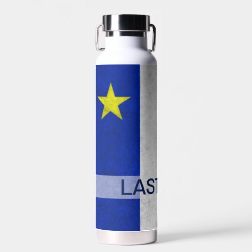 Acadian Flag Surname Distressed Grunge Personalize Water Bottle