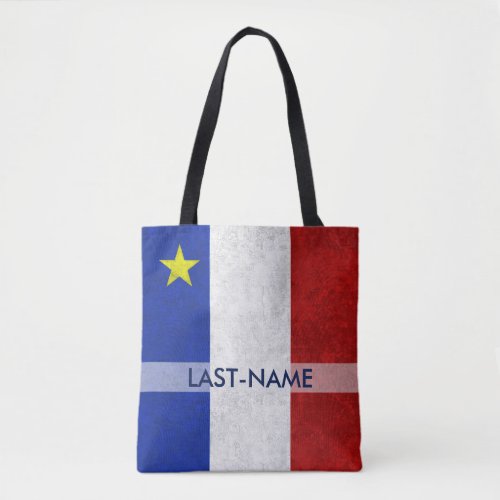 Acadian Flag Surname Personalize Tote Bag