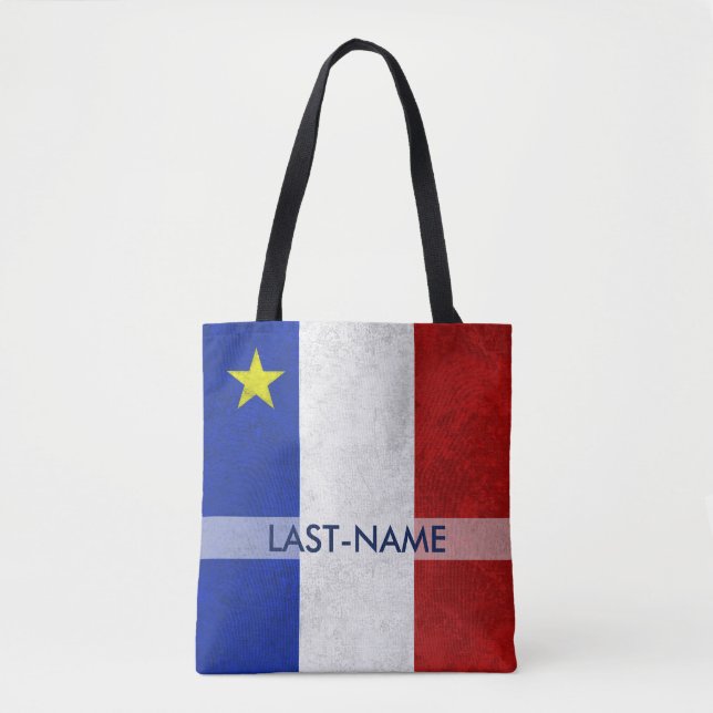 Acadian Flag Surname Personalize Tote Bag (Front)