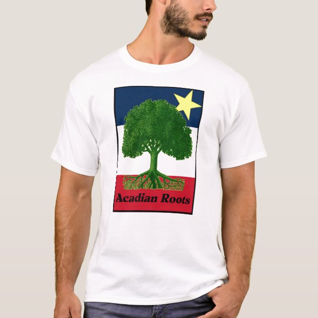 Acadian Roots w text T-Shirt (Front)