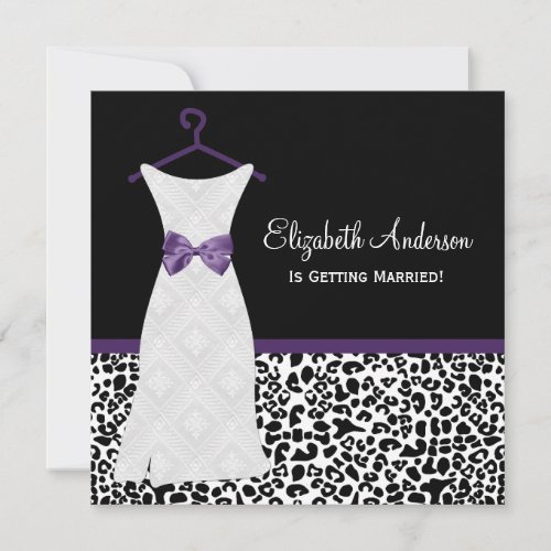 Acai Purple Gown Leopard PrintBridal Shower Invitations
