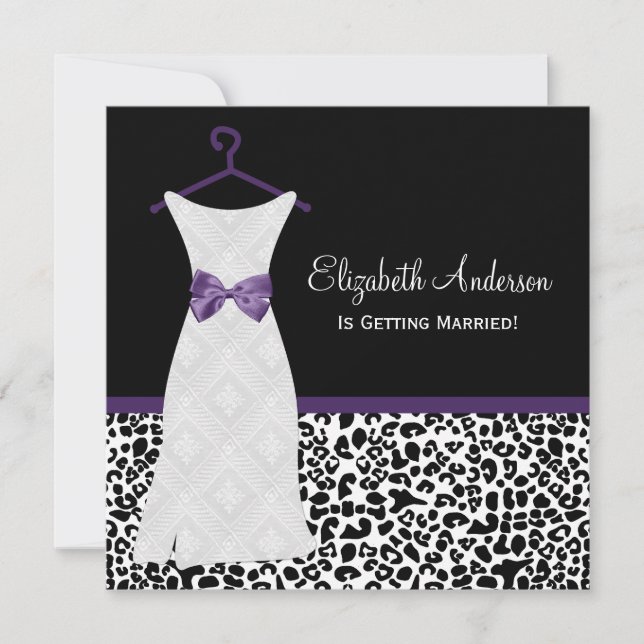 Acai Purple Gown Leopard PrintBridal Shower Invitation (Front)