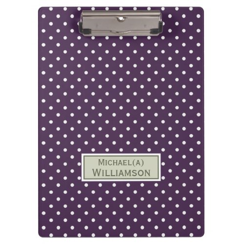 Acai Purple Violet White Polka Dots Custom Pattern Clipboard