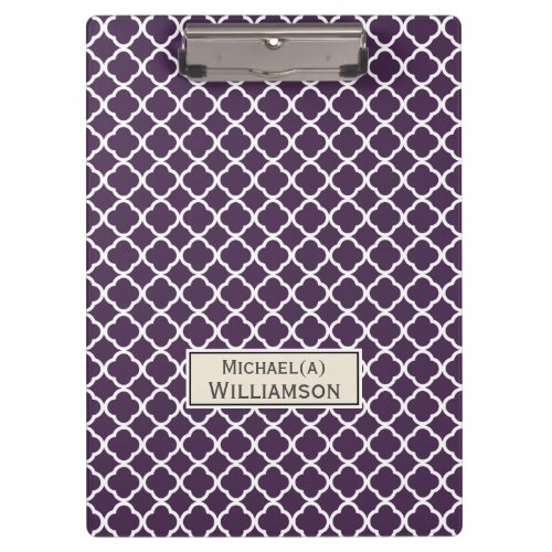 Acai Violet Purple Quatrefoil Customized Pattern Clipboard